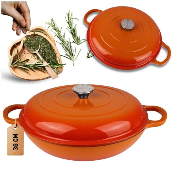 Garnek żeliwny emaliowany HAGE ORANGE (30 cm, 3 l)