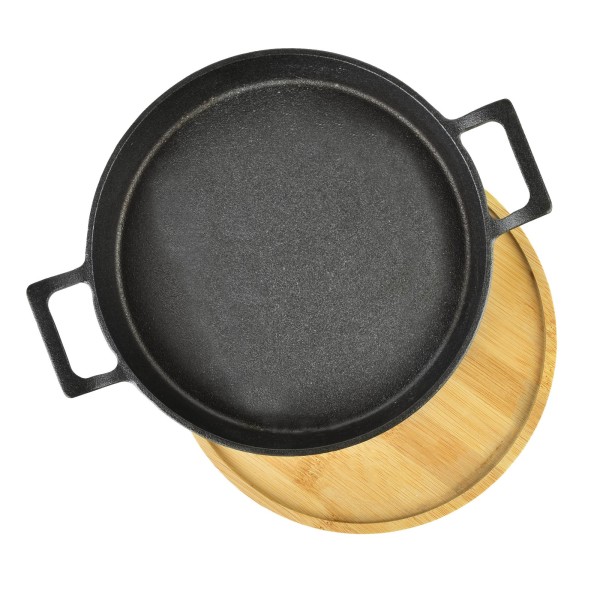 Чавунна форма для запікання LUXE Mini на дошці 20x20x4 см кругла 500 мл