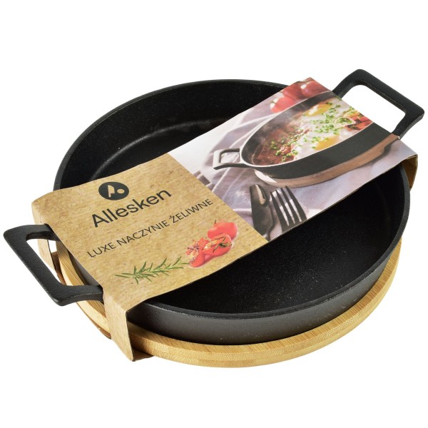 Чавунна форма для запікання LUXE Mini на дошці 20x20x4 см кругла 500 мл