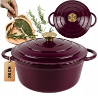 Emaliowany garnek żeliwny HAGE EGGPLANT (26 cm)