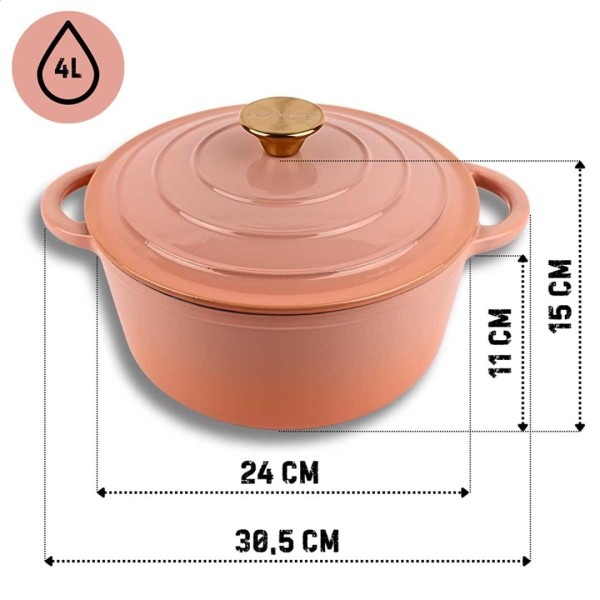 Garnek żeliwny HAGE PINKOCELLO (24 cm, 4 l)