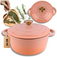 Емальована чавунна каструля 24 см 4 л HAGE PINKOCELLO