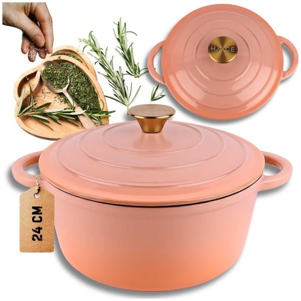Garnek żeliwny HAGE PINKOCELLO (24 cm, 4 l)