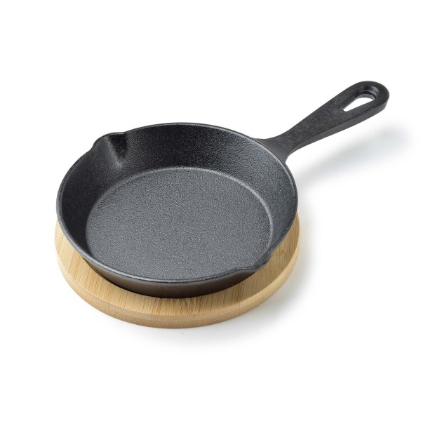 Міні-сковорідка LUXE з чавуну на дошці 23x14x3 см, місткість 200 мл