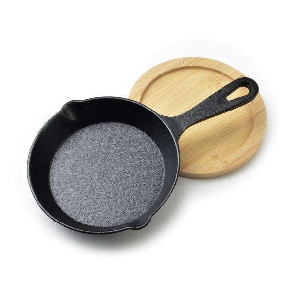 Міні-сковорідка LUXE з чавуну на дошці 23x14x3 см, місткість 200 мл