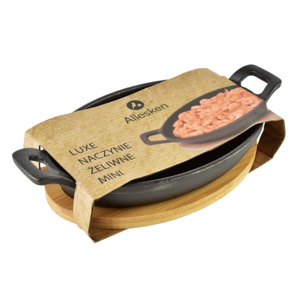 Чавунна форма для запікання LUXE Mini на дошці 22x12x3 см овальна 300 мл