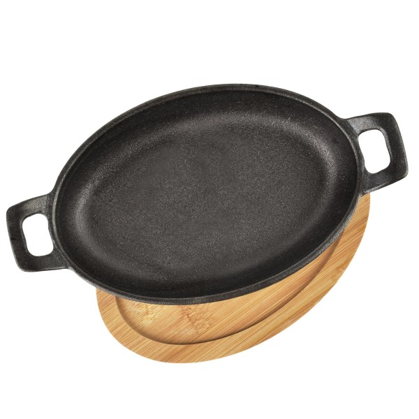 Чавунна форма для запікання LUXE Mini на дошці 22x12x3 см овальна 300 мл