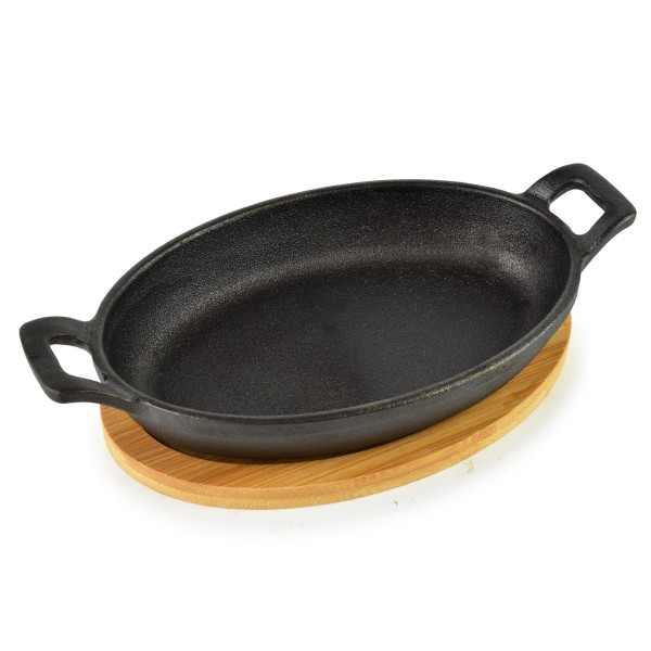 Чавунна форма для запікання LUXE Mini на дошці 22x12x3 см овальна 300 мл