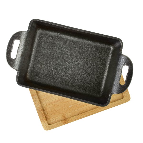 Чавунна форма для запікання LUXE Mini на дошці 19x11x3 см прямокутна 280 мл