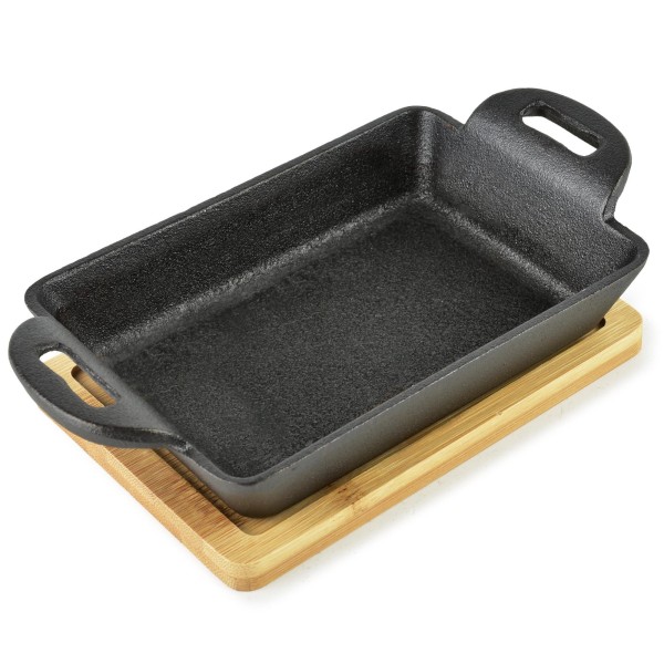 Чавунна форма для запікання LUXE Mini на дошці 19x11x3 см прямокутна 280 мл