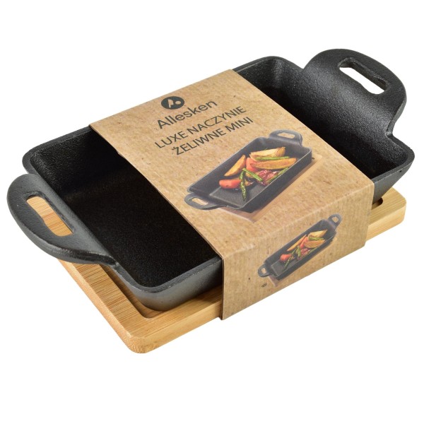 Чавунна форма для запікання LUXE Mini на дошці 19x11x3 см прямокутна 280 мл