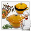 EMALIOWANY GARNEK ŻELIWNY 24cm 4L HAGE MUSZTARDOWY