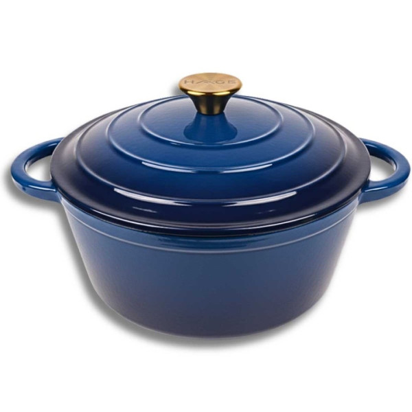 EMALIOWANY GARNEK ŻELIWNY 26cm 5L HAGE NIEBIESKI