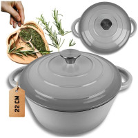 EMALIOWANY GARNEK ŻELIWNY 22cm 3L HAGE SZARY