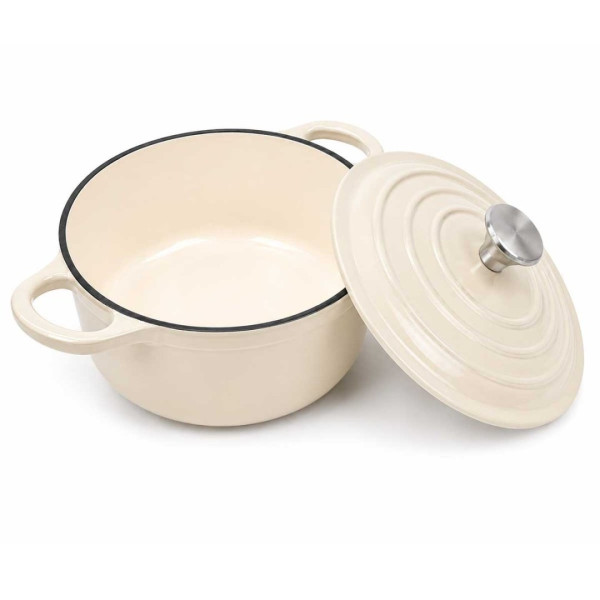 EMALIOWANY GARNEK ŻELIWNY 24cm 4,2L KREMOWY 7765