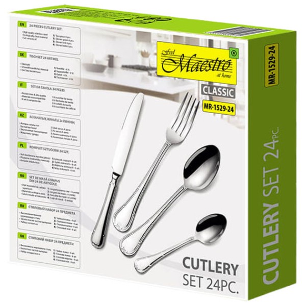 НАБІР СТОЛОВИХ ПРИЛАДІВ З 24 АТЛАСИНОВИХ ПРИЛАДІВ MAESTRO MR-1529