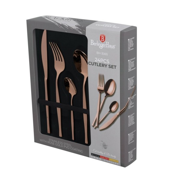 Набір столових приборів BerlingerHaus Rose Gold BH-3065, 24 предмети
