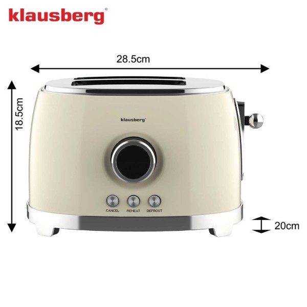 Тостер KLAUSBERG KB-9026 RETRO на 2 скибочки зі світлодіодним дисплеєм