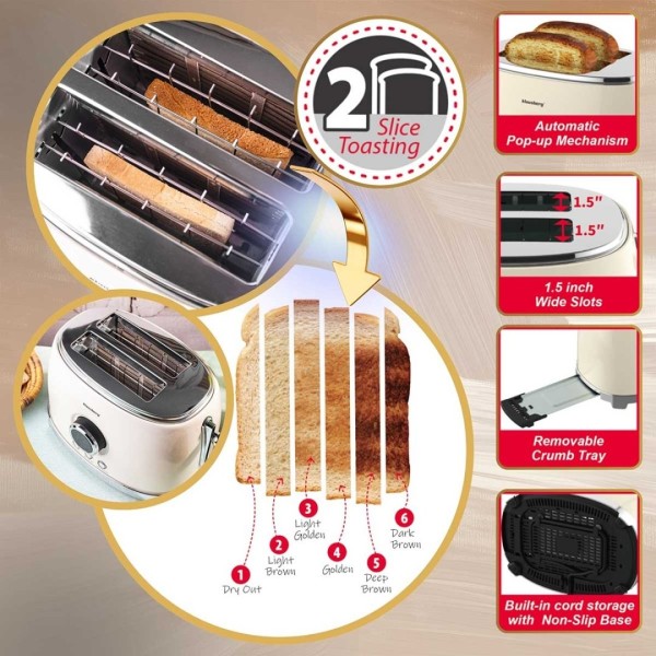 Тостер KLAUSBERG KB-9026 RETRO на 2 скибочки зі світлодіодним дисплеєм