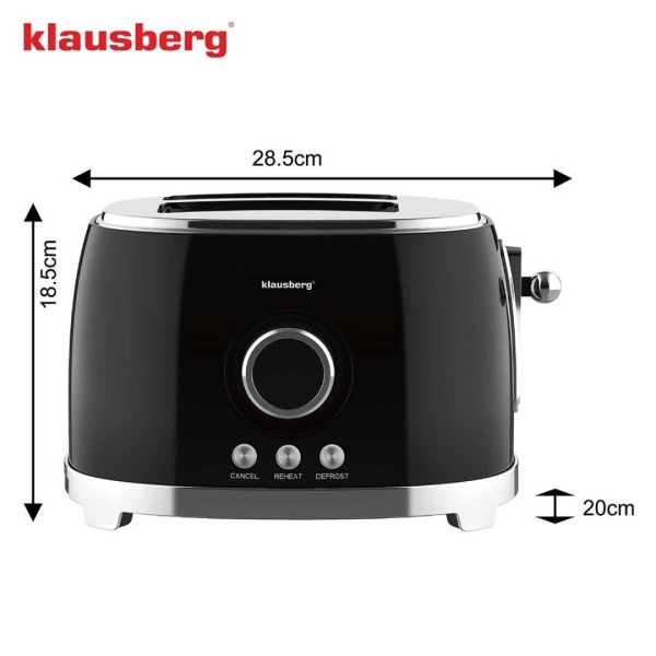 Тостер KLAUSBERG KB-9025 RETRO на 2 скибочки зі світлодіодним дисплеєм