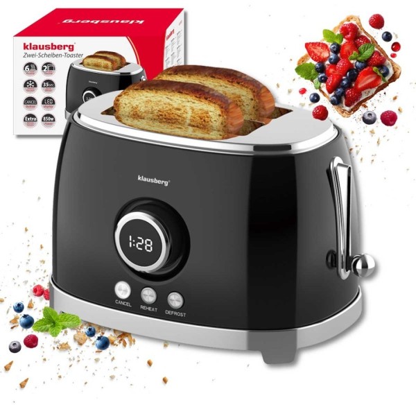 Тостер KLAUSBERG KB-9025 RETRO на 2 скибочки зі світлодіодним дисплеєм