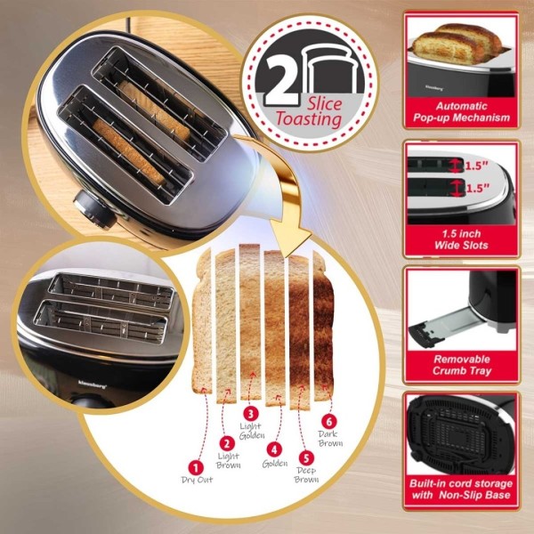 Тостер KLAUSBERG KB-9025 RETRO на 2 скибочки зі світлодіодним дисплеєм