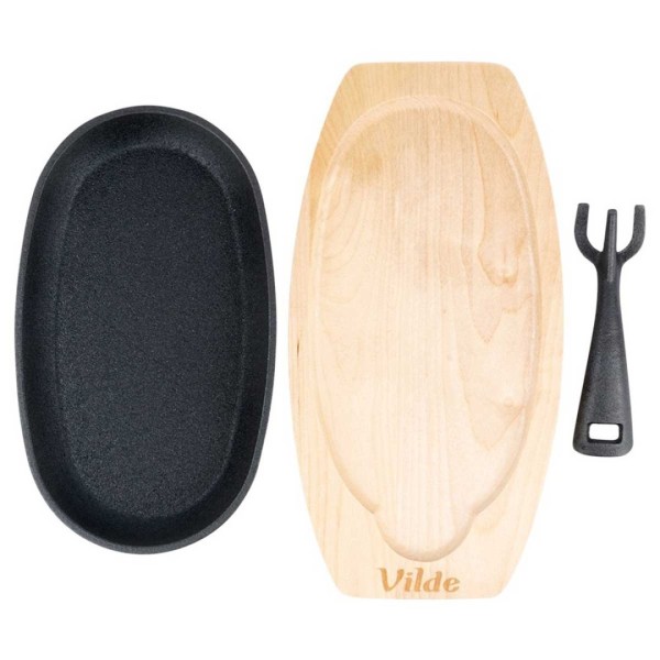 Patelnia żeliwna VILDE 199071 CAST LINE (z deską do serwowania)