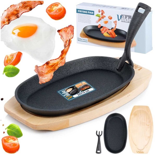 Patelnia żeliwna VILDE 199071 CAST LINE (z deską do serwowania)