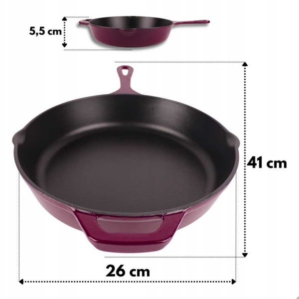 Емальована чавунна сковорода 26 см HAGE для баклажанів