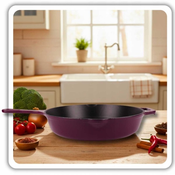 Емальована чавунна сковорода 26 см HAGE для баклажанів