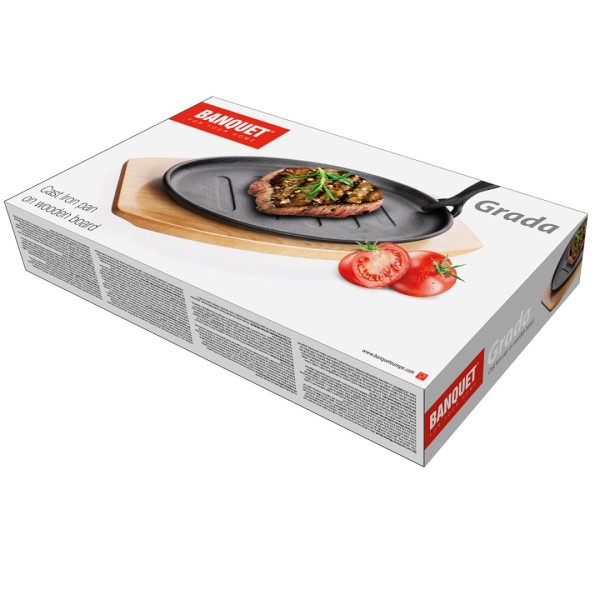 ЧАВУННА СКОВОРОДА-ГРИЛЬ З ДОШКОЮ BANQUET GRADA