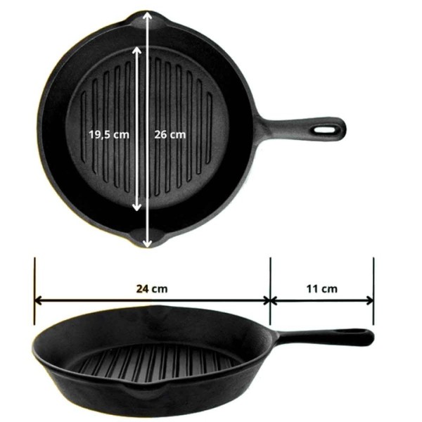 Patelnia żeliwna grillowa HAGE 26cm (indukcja)