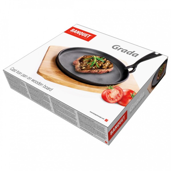 patelnia żeliwna BANQUET (z deską drewnianą)