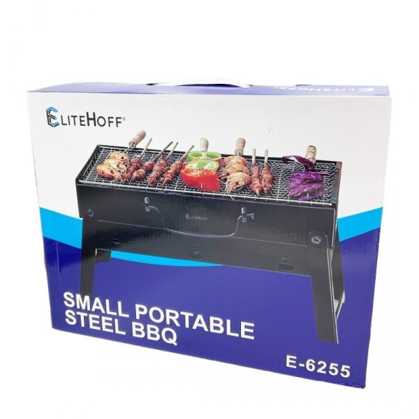 Mini grill węglowy turystyczny ELITEHOFF MINI (przenośny, walizka)