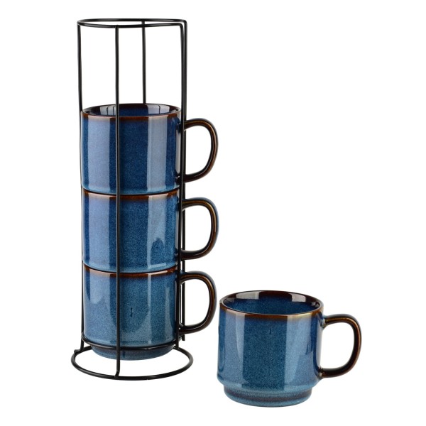 Набір з 4 чашок EVIE TEMP BLUE на підставці 4x370 мл