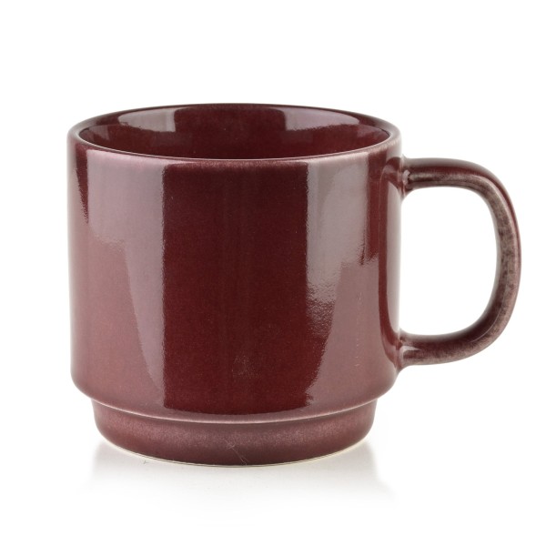 Набір з 4 чашок EVIE BURGUNDY на підставці 4x370 мл