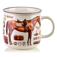 NORMAN Kubek 450ml 9,6x13x9,3cm koń, jeździectwo